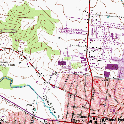 Topographic Map of Walter J Baird Middle School, TN