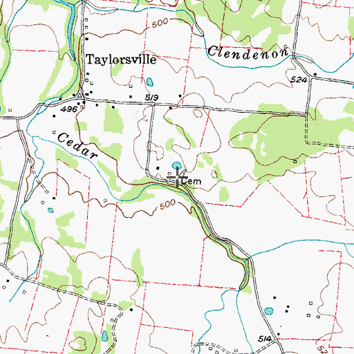 Topographic Map of Weir Cemetery, TN