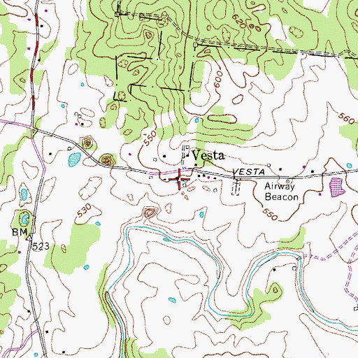 Topographic Map of Wesley Chapel, TN