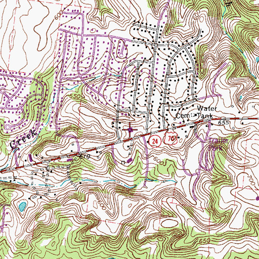 Topographic Map of West Wilson Plaza Shopping Center, TN