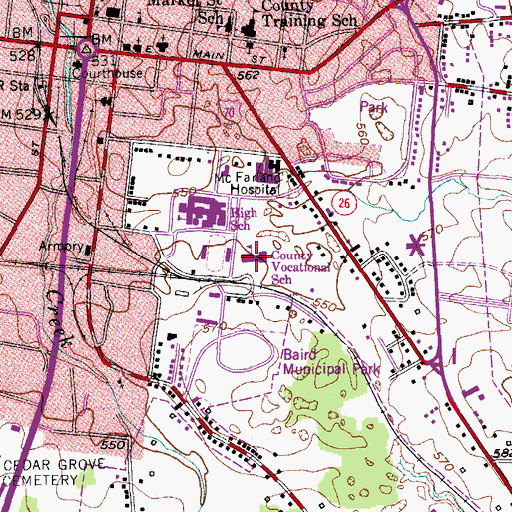Topographic Map of Wilson County Vocational Center, TN