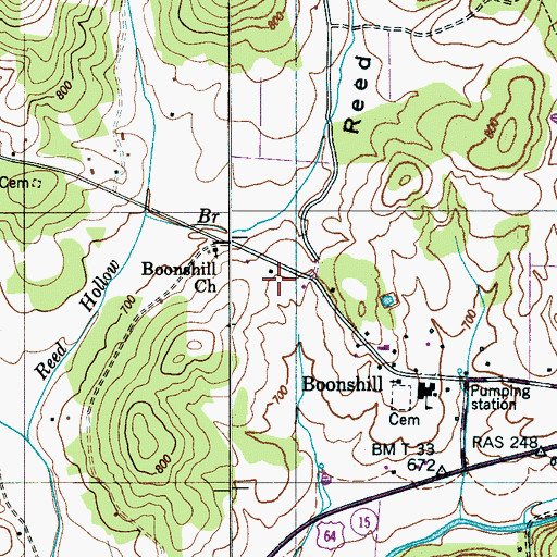 Topographic Map of Boonshill Church (historical), TN