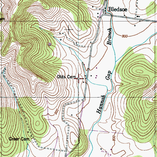 Topographic Map of Olds Cemetery, TN