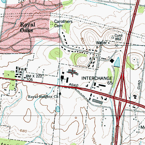 Topographic Map of Alexander Plaza Shopping Center, TN