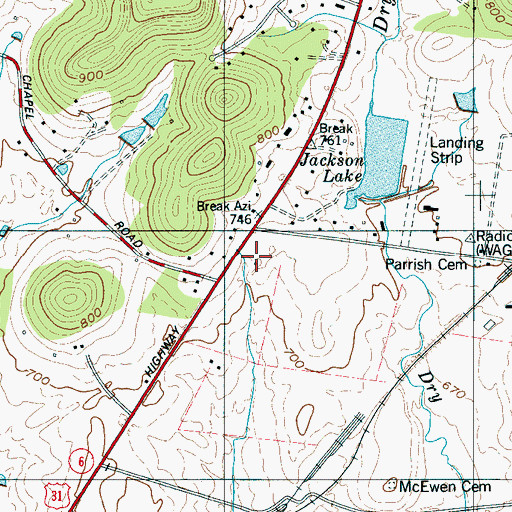 Topographic Map of Aspen Grove Plantation (historical), TN