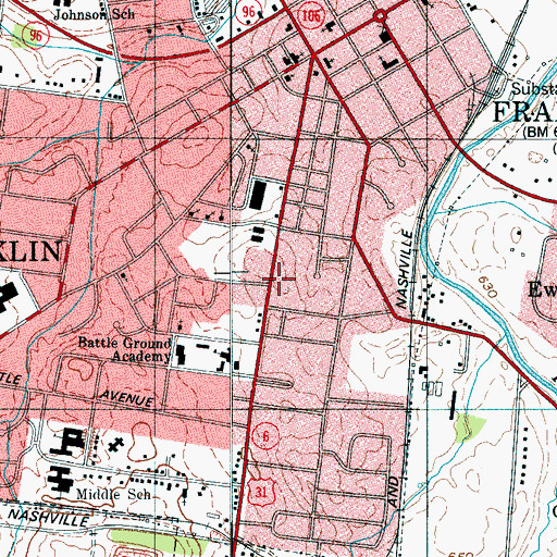 Topographic Map of Carters Court Shopping Center, TN