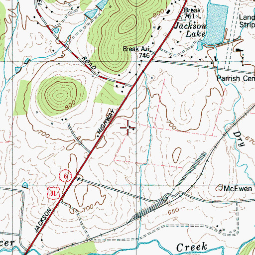 Topographic Map of Creekside Plantation (historical), TN