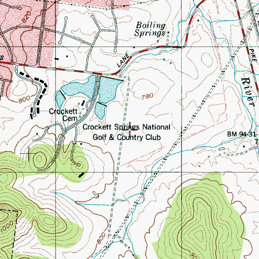 Topographic Map of Crockett Springs National Golf and Country Club, TN