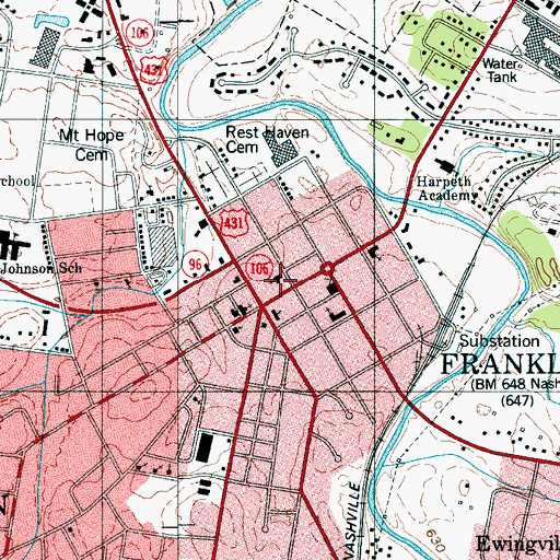 Topographic Map of Fourth Avenue Church of Christ, TN