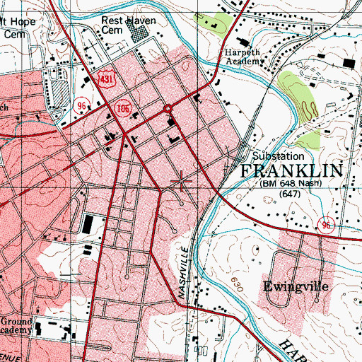 Topographic Map of Franklin Church of the Nazarene, TN