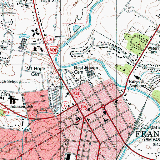 Topographic Map of Franklin City Cemetery, TN