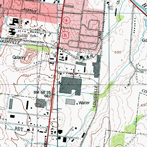 Topographic Map of Franklin Industrial Park, TN