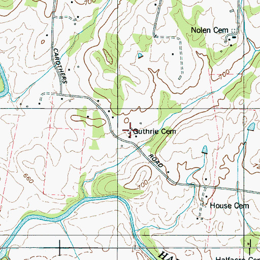 Topographic Map of Guthrie Cemetery, TN