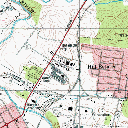 Topographic Map of Harpeth Valley Industrial Park, TN