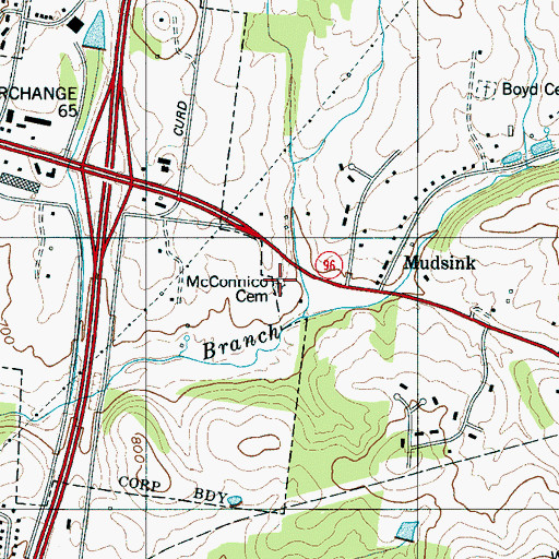 Topographic Map of McConico Church (historical), TN