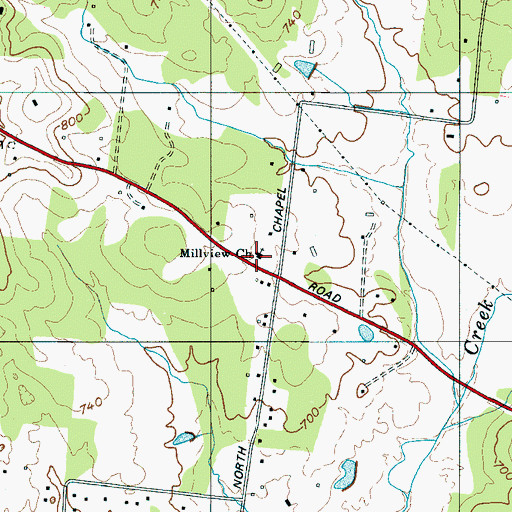 Topographic Map of Millview Church, TN