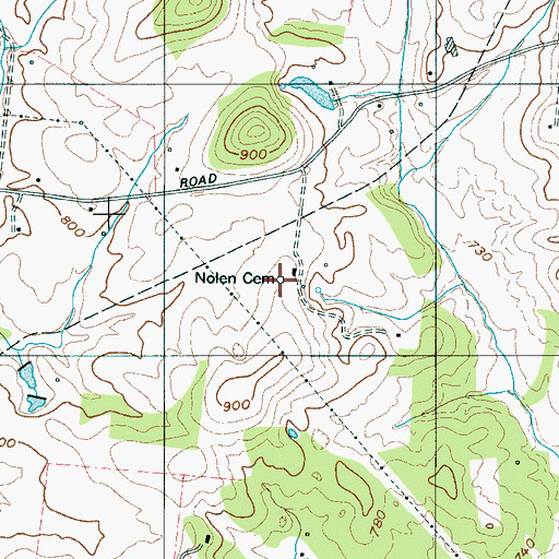 Topographic Map of Nolen Cemetery, TN
