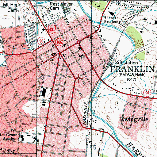Topographic Map of O'More School (historical), TN