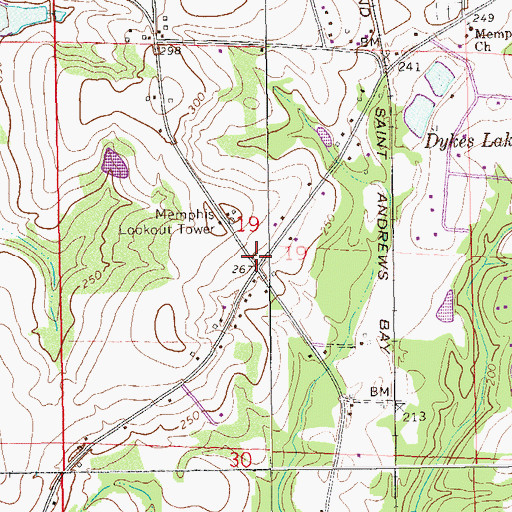 Topographic Map of Memphis, AL