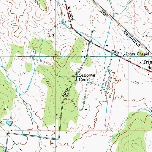 Topographic Map of Osborne Cemetery, TN