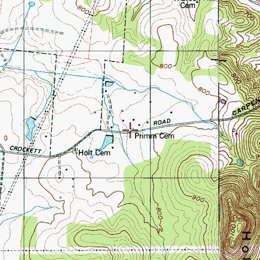 Topographic Map of Primm Cemetery, TN
