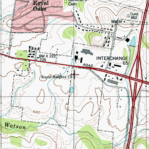 Topographic Map of Royal Heights Church, TN