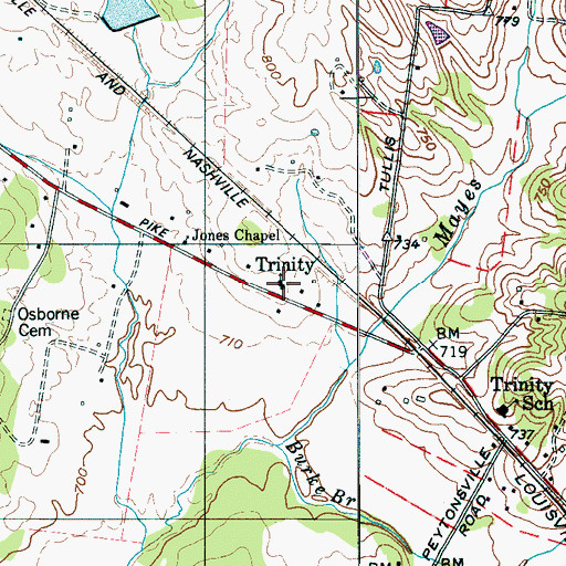 Topographic Map of Trinity Church, TN