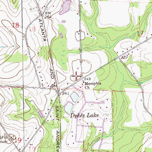 Topographic Map of Memphis Cemetery, AL