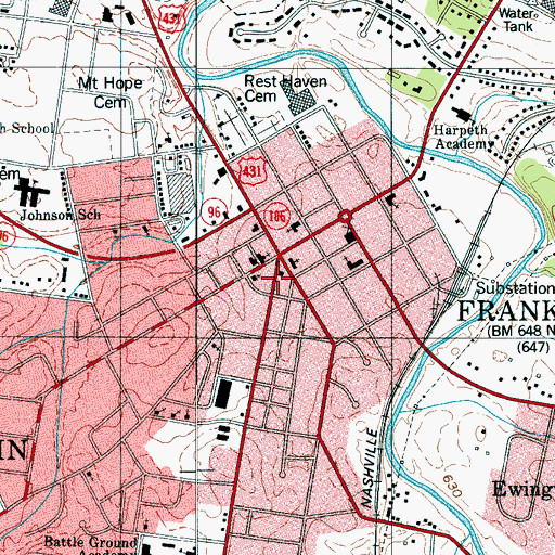 Topographic Map of Williamson County Public Library, TN