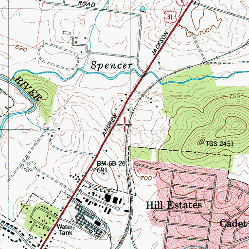 Topographic Map of Wyatt Hall Plantation (historical), TN