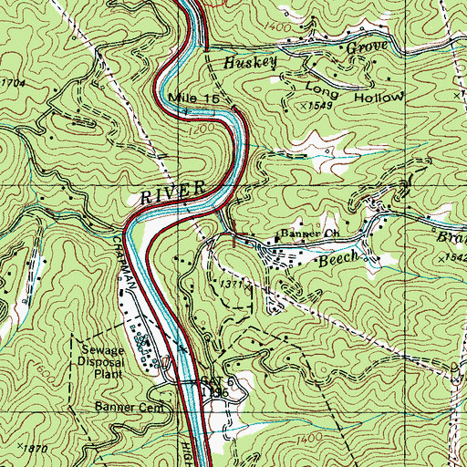 Topographic Map of Banner School (historical), TN
