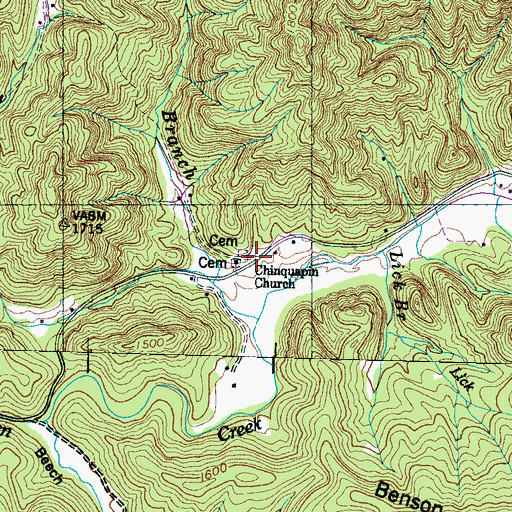 Topographic Map of Chinquapin School (historical), TN
