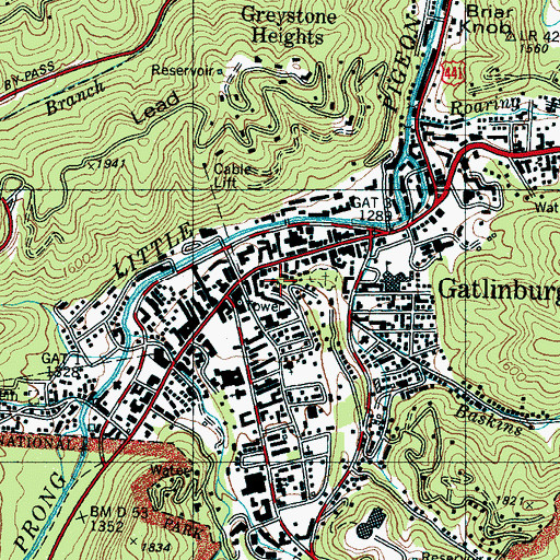 Topographic Map of First United Methodist Church, TN