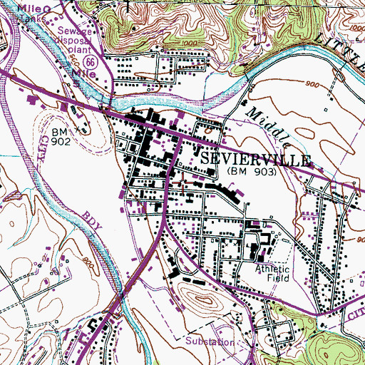 Topographic Map of First United Methodist Church, TN