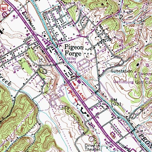 Topographic Map of First United Methodist Church, TN