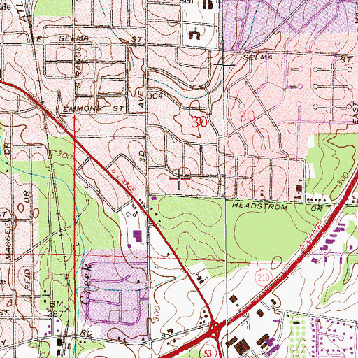 Topographic Map of Miriam Heights, AL