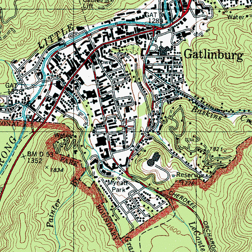 Topographic Map of Gatlinburg Church of Christ, TN