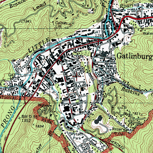 Topographic Map of Gatlinburg Presbyterian Church, TN