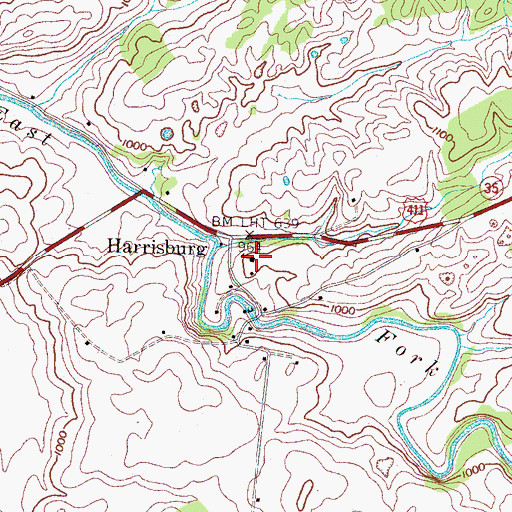 Topographic Map of Harrisburg School (historical), TN