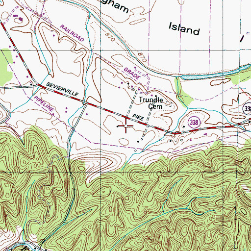 Topographic Map of Island View School (historical), TN