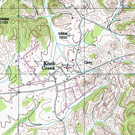 Topographic Map of Knob Creek School (historical), TN