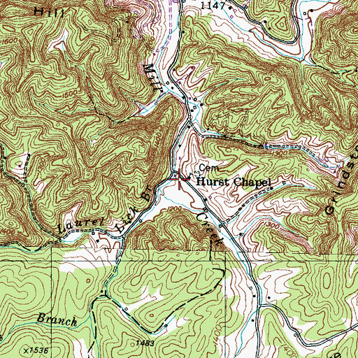 Topographic Map of Laurel Lick School (historical), TN