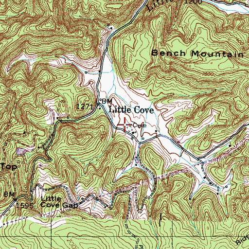 Topographic Map of Little Cove School (historical), TN