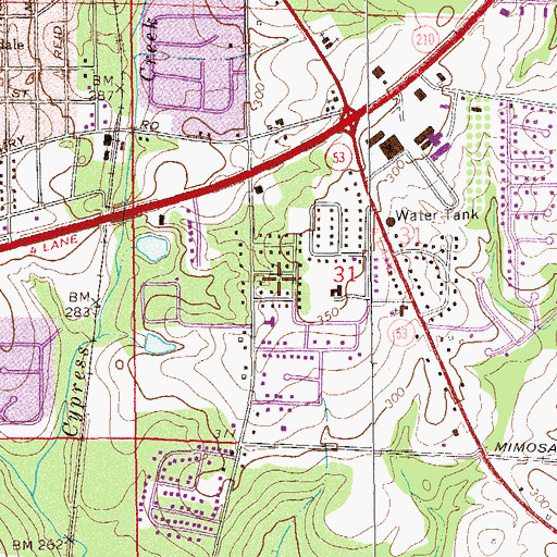 Topographic Map of Morris Heights, AL