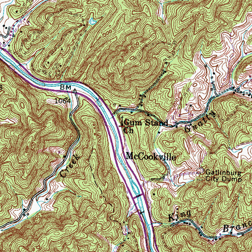 Topographic Map of McCookville School (historical), TN