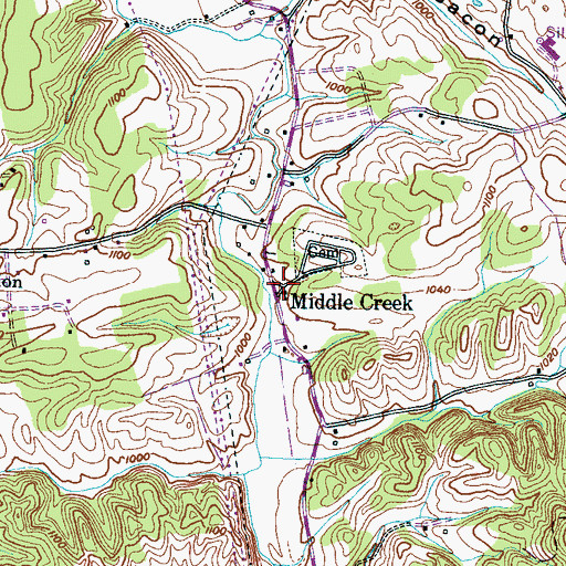 Topographic Map of Middle Creek School (historical), TN