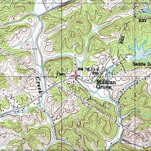 Topographic Map of Millican School (historical), TN
