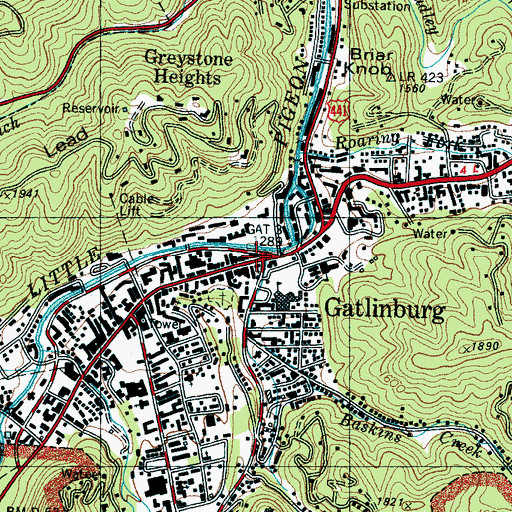 Topographic Map of Mountain Mall Shopping Center, TN