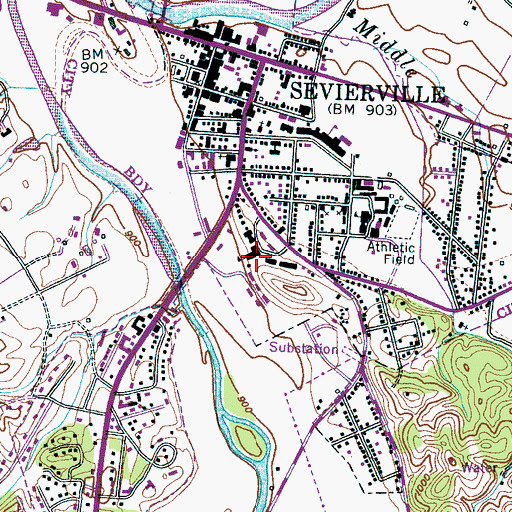 Topographic Map of Murphy Collegiate Institute (historical), TN
