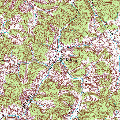 Topographic Map of Oldhams Creek School (historical), TN